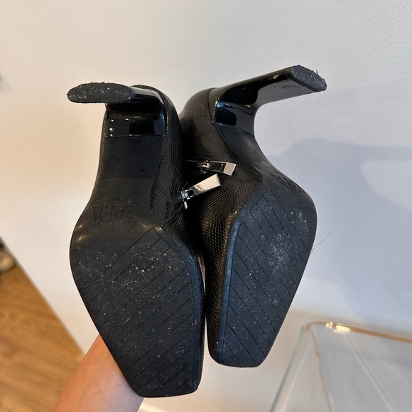 Zara Black Snakeskin Square Toe Boots - Picture 4 of 5